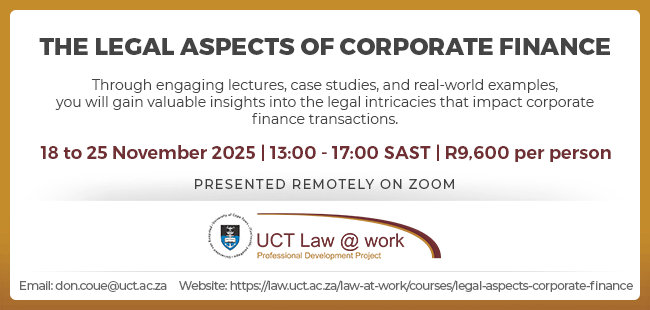 The legal aspects of corporate finance