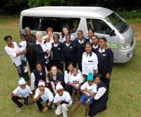 Representatives from Dis-Chem with the new Toyota Quantum the company has donated to the children from CHOC Childhood Cancer Foundation.