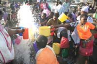 Collecting water in a Nairobi slum. (Image: Julius Mwelu/IRIN)