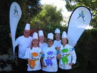 Volunteers included employees and their willing friends and families, and all embraced this year’s “Chefs on the Run” theme at the KKS Two Oceans watering point. Pictured here from left to right, back row are: Deon Du Preez; Jackie Ebing and Heidi Kuyper. Front row: Sandy Morris; Rita Thys; Jacque Stouthamer.