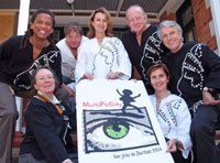 Fanuel Motsepe, bid presenter; Peter Engblom, creative director; Trish Emmett, national chair, (recently nominated UIA VP); Rodney Harber, LOC member; Ivor Daniel, LOC chair; Roz Harber, LOC member; and Nina Saunders, LOC member. Absent: Bruce Clark,LOC member.