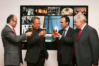 From left to right: "Diageo's CEO Paul Walsh, Namibia Breweries Limited's Chairman Sven Thieme, MD of Diageo Africa Nick Blazquez and President of Diageo International Stuart Fletcher toast the signing of an agreement that will see leading premium drinks company Diageo producing and distributing Windhoek beer globally outside of certain African markets."