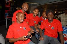 Orlando Pirates enjoying a virtual game of football.