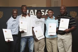Winners (L-R): William Serame, France Phiri, Vumile Somizi, Alfred Sekese, and Matsimele Mello