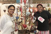 Cape crafters Jo-lene Sathorar and Noluyolo Mntabeko at Decorex