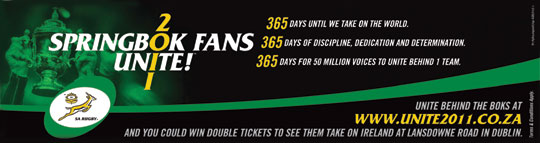 South African Rugby Union appoints 34Sport to manage SA Rugby World Cup campaign