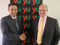 YU country manager Atul Chaturvedi (right) and Young & Rubicam Brands Africa chairman Chris Harrison congratulate each other after signing the partnership deal.