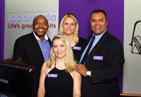 L to R: Sizwe Jantje (marketing manager, Tsogo Sun Gaming), Noeleen Bruton (director of marketing, Tsogo Sun Gaming) and Alan Khan (Jacaranda 94.2 CEO). Front: Jenny Griesel (94.2 marketing manager)