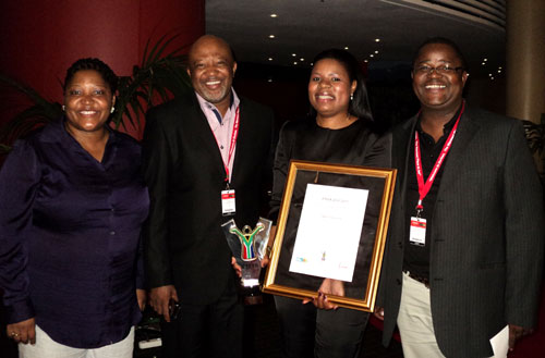 Left to right: ECPTA tourism enterprise manager Keketso Kostile, MEC Mcebisi Jonas, ETEYA second-prize winner Bassie Ngozwana and ECPTA executive Eddie Marafane.