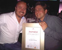 Cerebra MD Craig Rodney with Herman Manson, the first Vodacom Social Media Journalist of the Year. Pic: Simone Puterman.