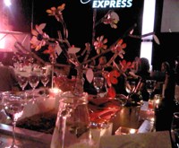 A 'tree' made out of recycled components forms part of the table decor at the 2011 Vodacom Journalist of the Year Awards. Pic: Simone Puterman.