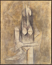 Wifredo Lam, la femme au couteau [Woman using a knife], 1950. Oil on canvas. 126 x 99.5 cm. Lyon, Musée des Beaux-Arts. © Lyon MBA / Photo RMN Ojéda-Le Mage