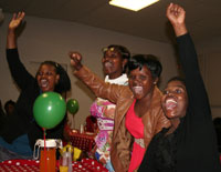 Among the 100 top caregivers enjoying The Unlimited Child Christmas Party are (from left): Zoliswa Dzanibe of Epwaleni Crèche, Ntombifuthi Moyana of Mount Moriah Crèche, Lebohang Ramoholi of Sunshine Crèche and Funephi Zulu of Lihlithemba Crèche.