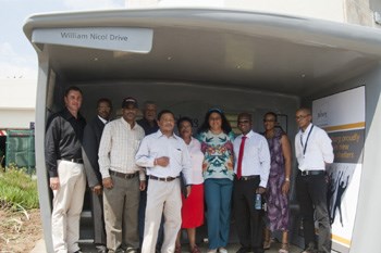 From left: Jacques du Preez – MD, Provantage, Skhumbuzo Nkosi – Director, Provantage, Eric Motshwane – Piotrans/Toic, Mr Pietersen – Director, PTM/Toic, Laurence Maqekoane – Acting MD Metrobus, Brenda Tshabalala – Toic/Chairperson Nanduwe Taxi Association, Rehana Moosajee – MMC Councellor, Nzwana Konco – Chairperson PTM, Maria Raoleka – Member of City of Johannesburg Transport Task Team, Gosiame Montle - Gautrain