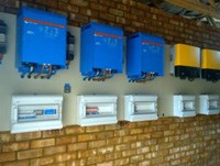 Blue inverters to power the 3-phase solar powered school.