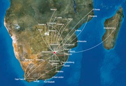 Airlink's current route map, but refer to the website for the any updates regarding destinations.