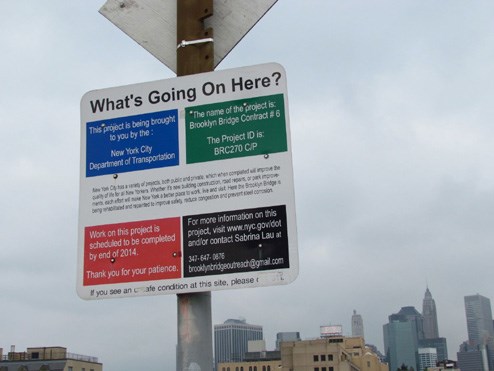 Brooklyn bridge information signboard