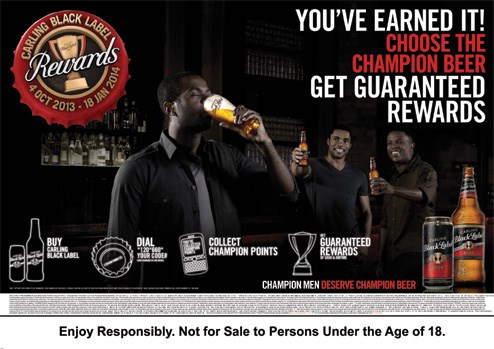 34 partners with Carling Black Label to launch SA's first ever consumer reward programme in beer!