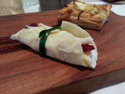 Smoked chicken, cranberry and brie pancakes