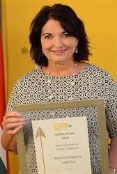Jenny Retief, National Marketing Executive, Bidvest Panalpina Logistics, with the gold award from PMR.