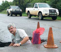 Poor road maintenance has led to the development of large numbers of potholes in mainly inland areas. Image: