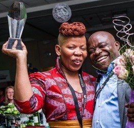 Tsogo Sun’s 2014 Guesthouse of the Year winner is Carol Sanderson of Casambo Exclusive Guest Lodge in Mpumalanga pictured here with her husband, Lloyd Sambo