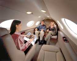 The interior of Cessna's Citation Mustang luxury jet. Image:
