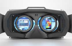 Samsung's new VR headset that said to give gamers an immersive 3-D experience while playing games. Image: