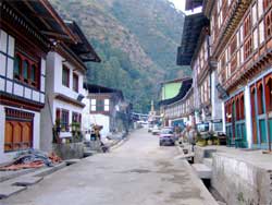 The main street in Tashigang, Bhutan, one of the sites that can be explored using Google's Steet View of the isolated country that discourages tourism. Image: Wikipedia