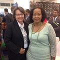 At the opening the WTM Africa 2015, Mayor of Cape Town Patricia de Lille and Deputy Minister of Tourism Tokozile Xasa.