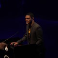 Trevor Noah at the podium during the Comedy Central roast of Steve Hofmeyr