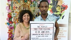Director of the Refugee Social Services, with Sandile Nzuza: film festival project manager Image by: Publicity Matters
