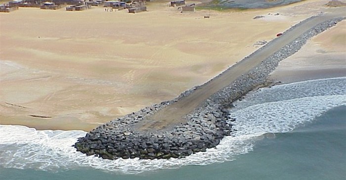 Groynes at the Keta Sea Defense Project on Ghana’s coast. Kwasi Addo Appeaning