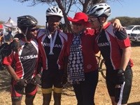 Bongani, Vincent, Veralda and Jason at the Lionman Race