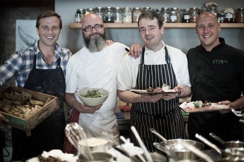 Fritz Schoon (Schoon de Companje, Stellenbosch), Chris Erasmus (Foliage, Franschhoek), Neil Jewell (Bread & Wine, Môreson, Franschhoek), Gustaaf Boshoff (Stir Food, Somerset-Wes)