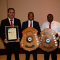 Liviero’s Wayne Schafer, Vuyo Mpondwana, Philani Vezi and Karthi Govender with the awards that the company won in this year’s Master Builders South Africa (MBSA) National Safety Competition.