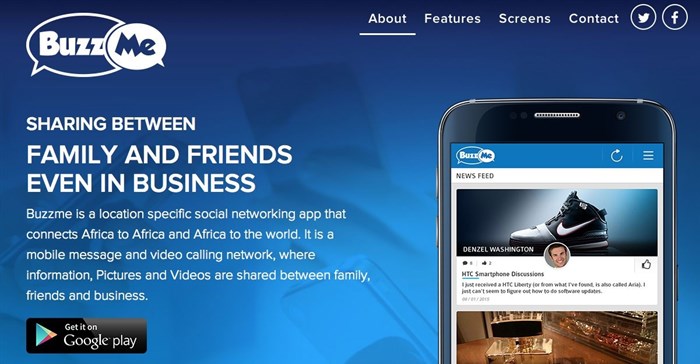 A screenshot of Buzzme