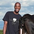 Future Farmer, Njabulo Gumede at La Salle dairy, near Fresno in California, during his internship abroad. - Photo by Frank Robinson