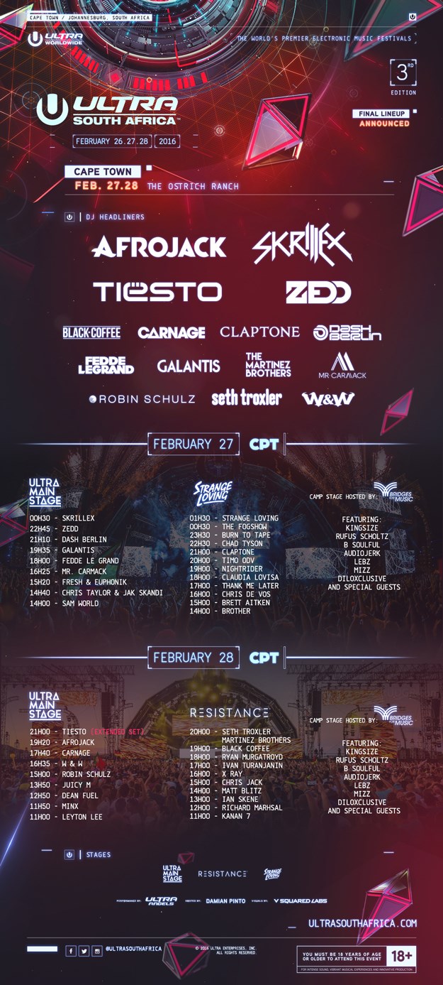 Ultra South Africa releases complete festival line-up and schedule