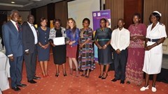 Group photo with Fertility patients and Minister of Health , Sarah opendi, Hon. Bety Amongi, MP