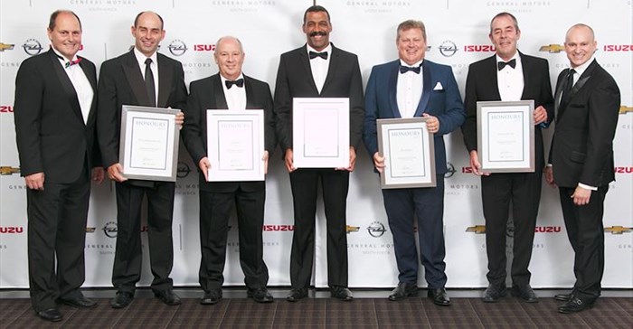 From left: Ian Nicholls, president and managing director GM sub-Saharan Africa Operations; Noel Allchin; Mark Wilson; Kenneth Cupido; Glynn Crookes; Pieter Kruger and Brain Olson, GMSA vice president, vehicle sales, service and marketing.