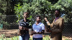 L-R: Purity Kabuba, Koppert; Jennifer Githaiga, Koppert; John Orwa, forester at Karura Forest