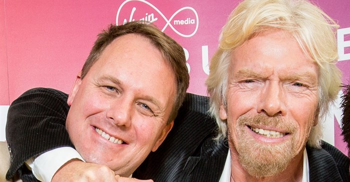 Jeff Paterson with Richard Branson after winning the Pitch to Rich competition