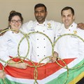 The South African National Culinary Team from left are: Arno Ralph (Lindt & Sprungli SA), Kirstin Hellemann (Belmond Mount Nelson), Minette Smith (HTA School of Culinary Art), Dion Vengatass (Belmond Mount Nelson), Henrico Grobbelaar (Southern Sun The Cullinan), and Blake Anderson (3SIXTY and Billy G, Montecasino).