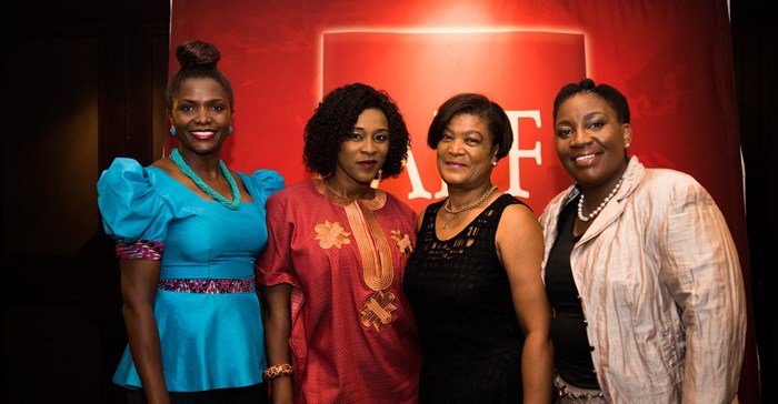AIDS Healthcare Foundation (AHF) celebrate 15 years. L-R: Dr Penny Lutung, Kemi Gbadamosi), Dianna Hoorzuk abd Hilary Thulare