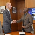 NBA commissioner Adam Silver (left) with Econet founder and executive chairman Strive Masiyiwa
