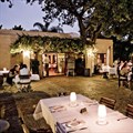 Evening shot of Terroir's outdoor eating area.