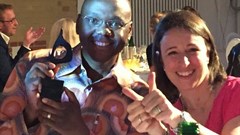 Magna Carta CEO, Vincent Magwenya, celebrates in Berlin last night