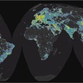 World map of artificial sky brightness. ,