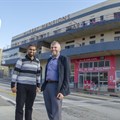 Developer Himat Ramsugit (left) and SVA architect and heritage specialist Bryan Wintermeyer inspect Murray Mansions in Albany Road, Port Elizabeth.